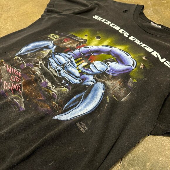 Vintage Scorpions Wind Of Change Band Tee‎ Shirt Large  Faded and Distressed - Picture 3 of 5